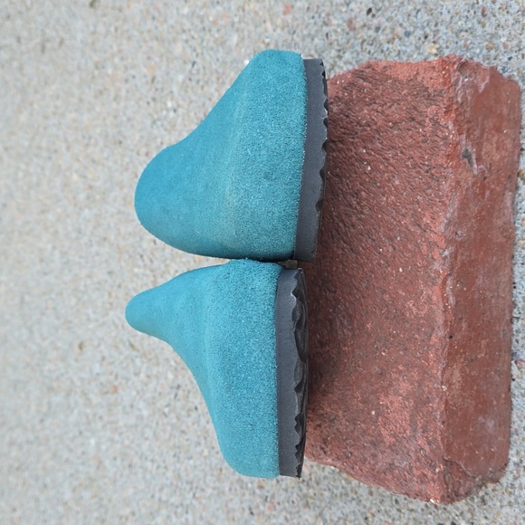 Birkenstock Amsterdam Turquoise Teal Suede Clogs Mules Size 38 - Picture 8 of 14